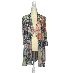 Creations Multicolor Floral Open Front Sheer Cardigan XXL Boho Chic Coastal